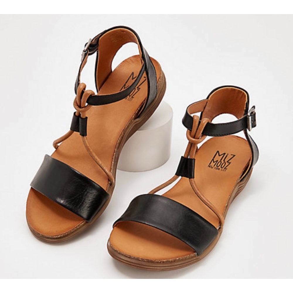 Miz Mooz Black and Brown Sandals with Minimalist Design